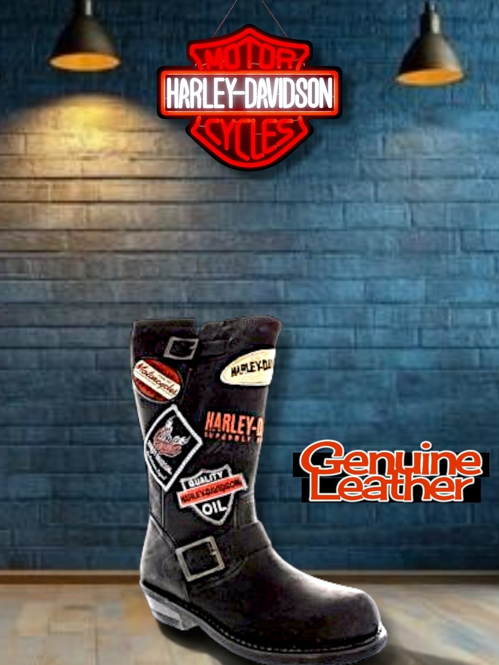 Harley-Davidson Brooklyn Patch Women's Leather Boots Sz 9 SOLD OUT EVERYWHERE! - Picture 3 of 14